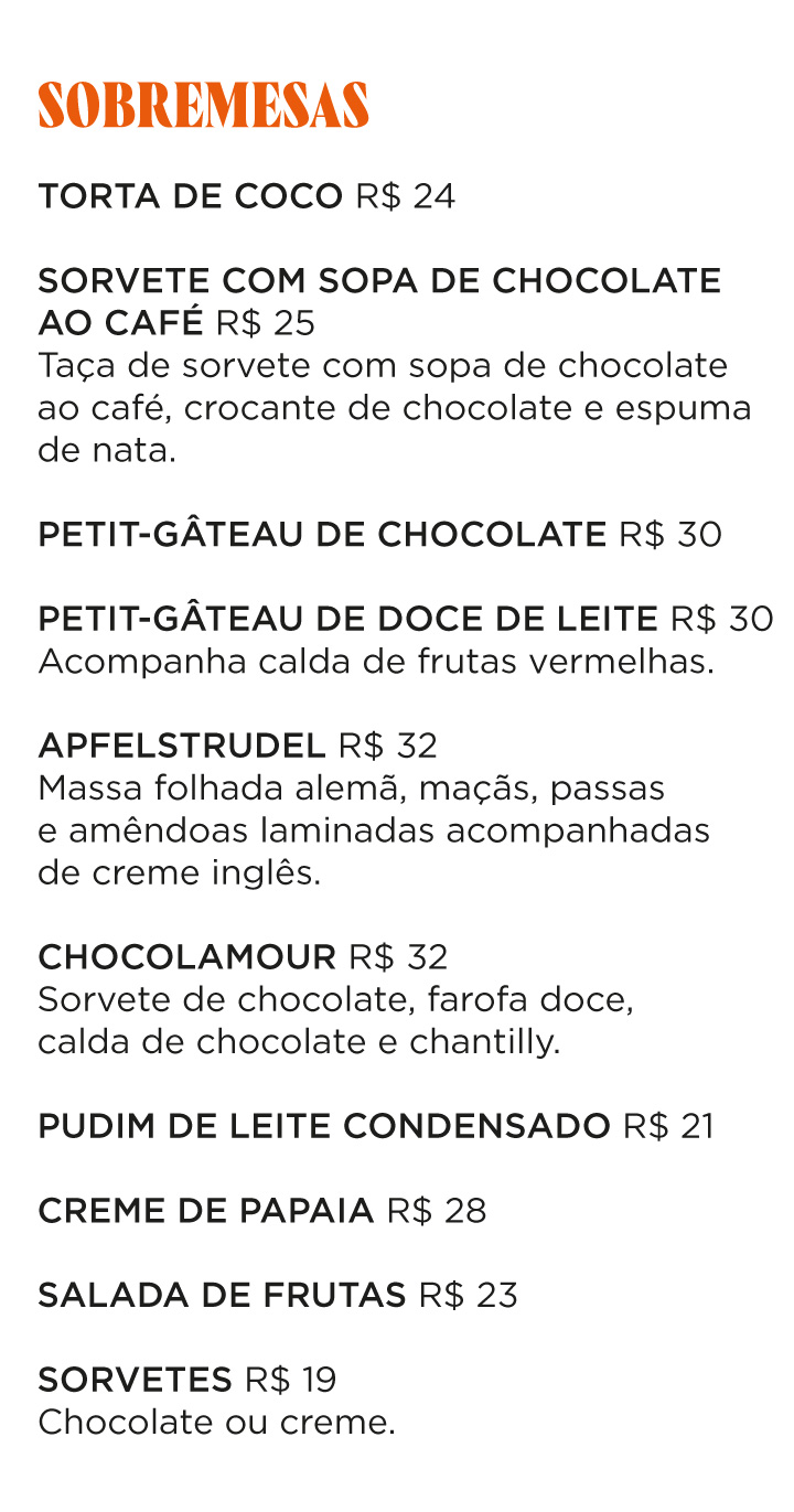 Cardápio Sobremesas